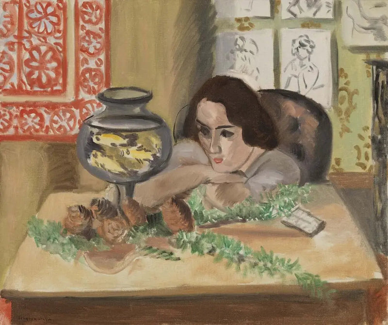 Ung pige foran et akvarium - Henri Matisse
