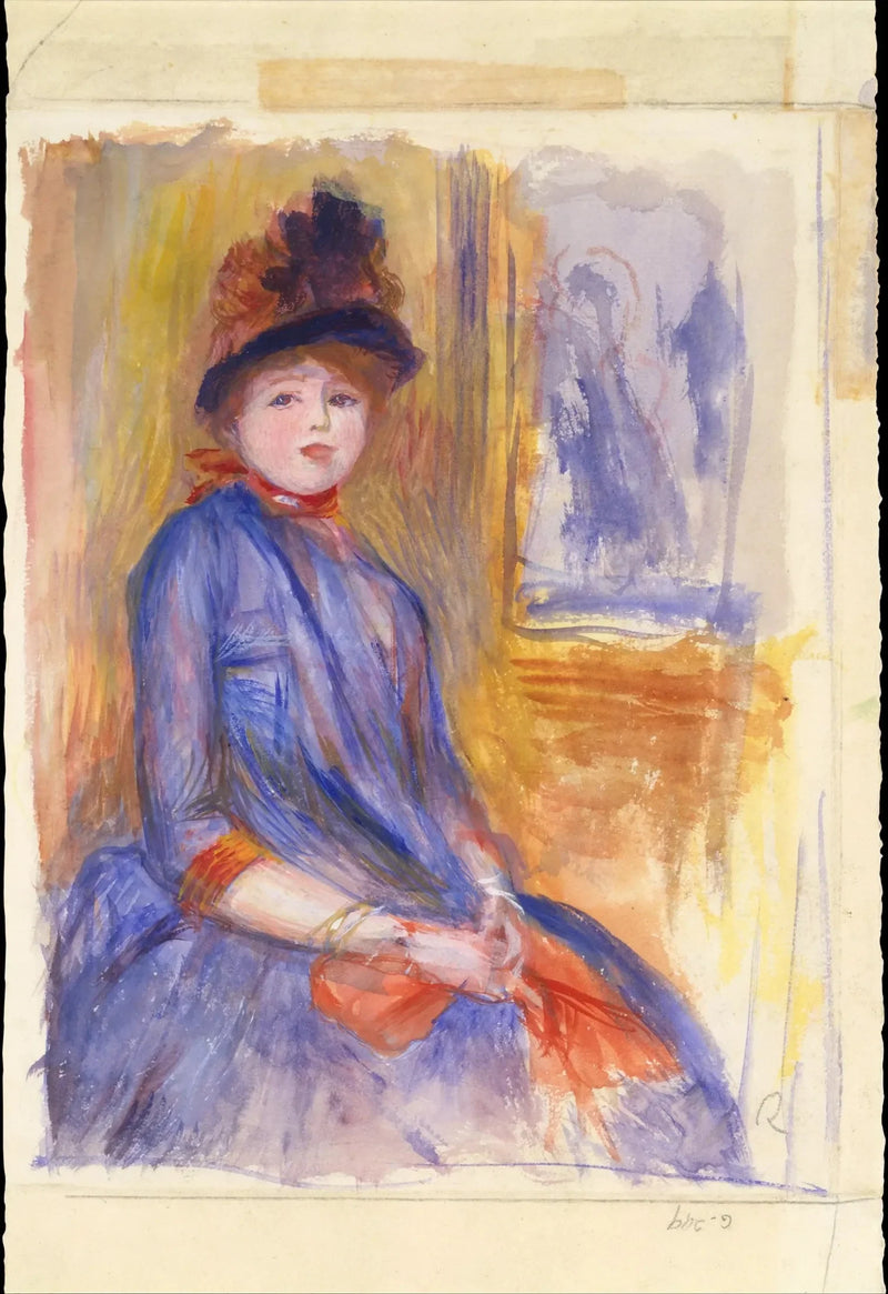 Ung pige i blå kjole - Pierre-Auguste Renoir