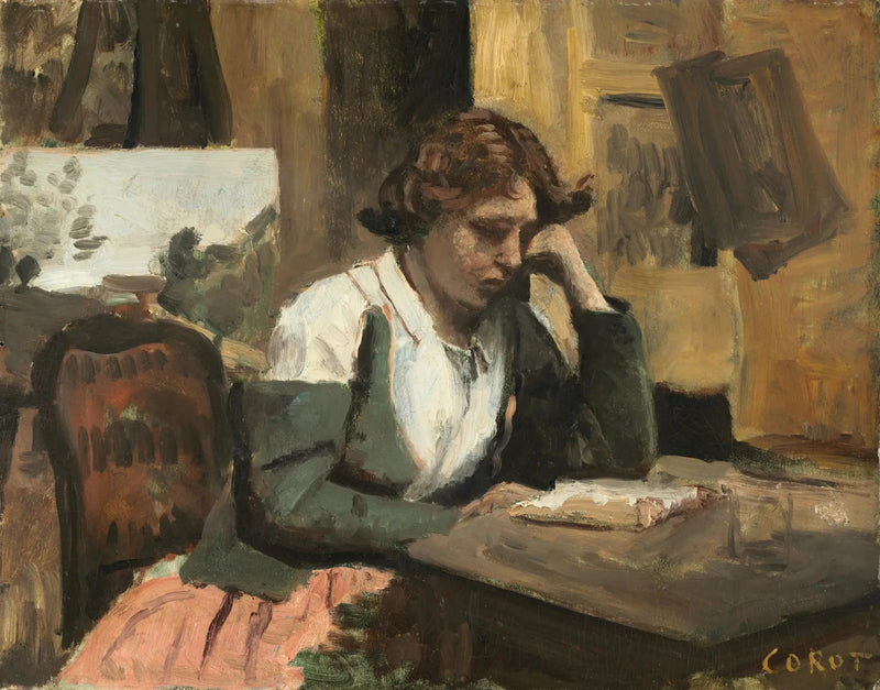 Ung pige læsende - Jean-Baptiste Camille Corot