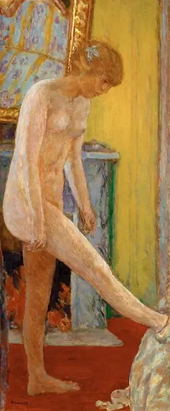 Ung pige nøgen foran pejsen - Pierre Bonnard