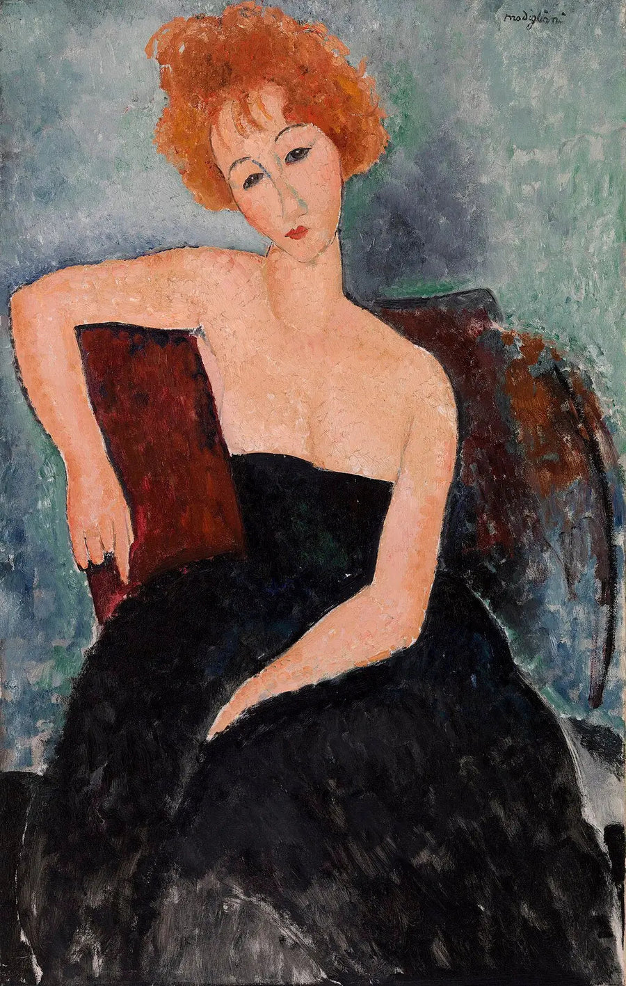 Ung rødhåret pige i aftenkjole - Amedeo Modigliani