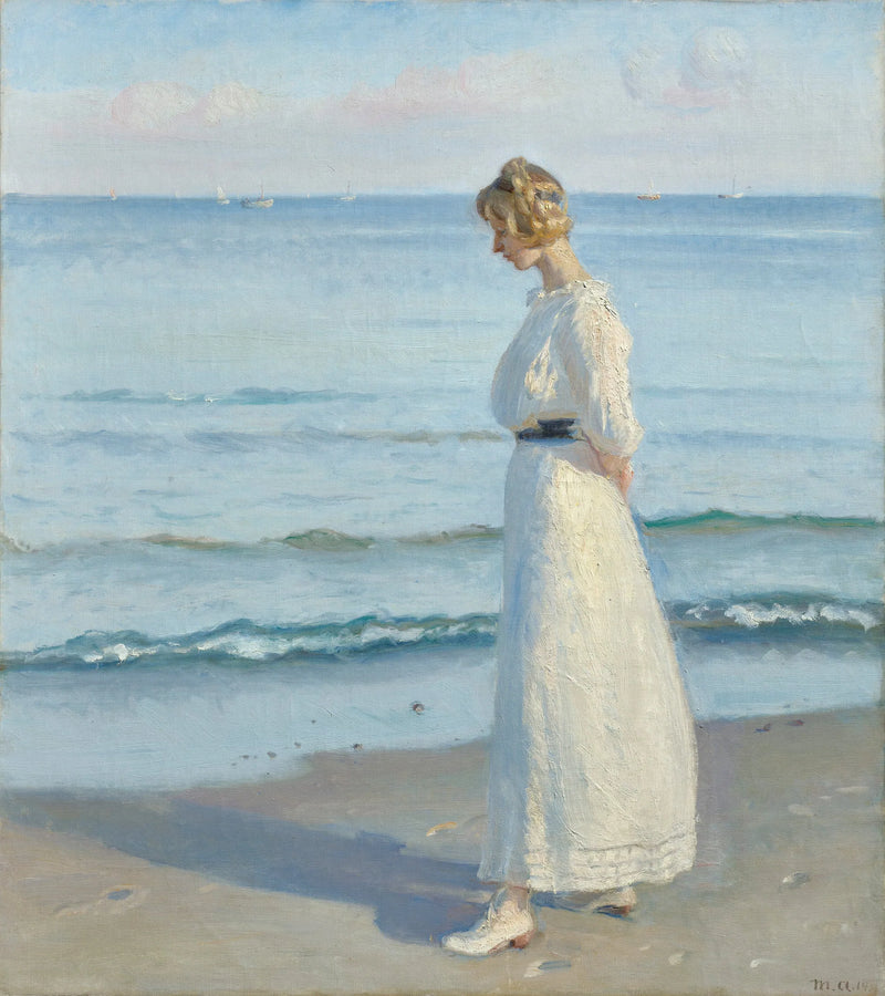 Ung pige på Skagen Sønderstrand. -Michael Peter Ancher