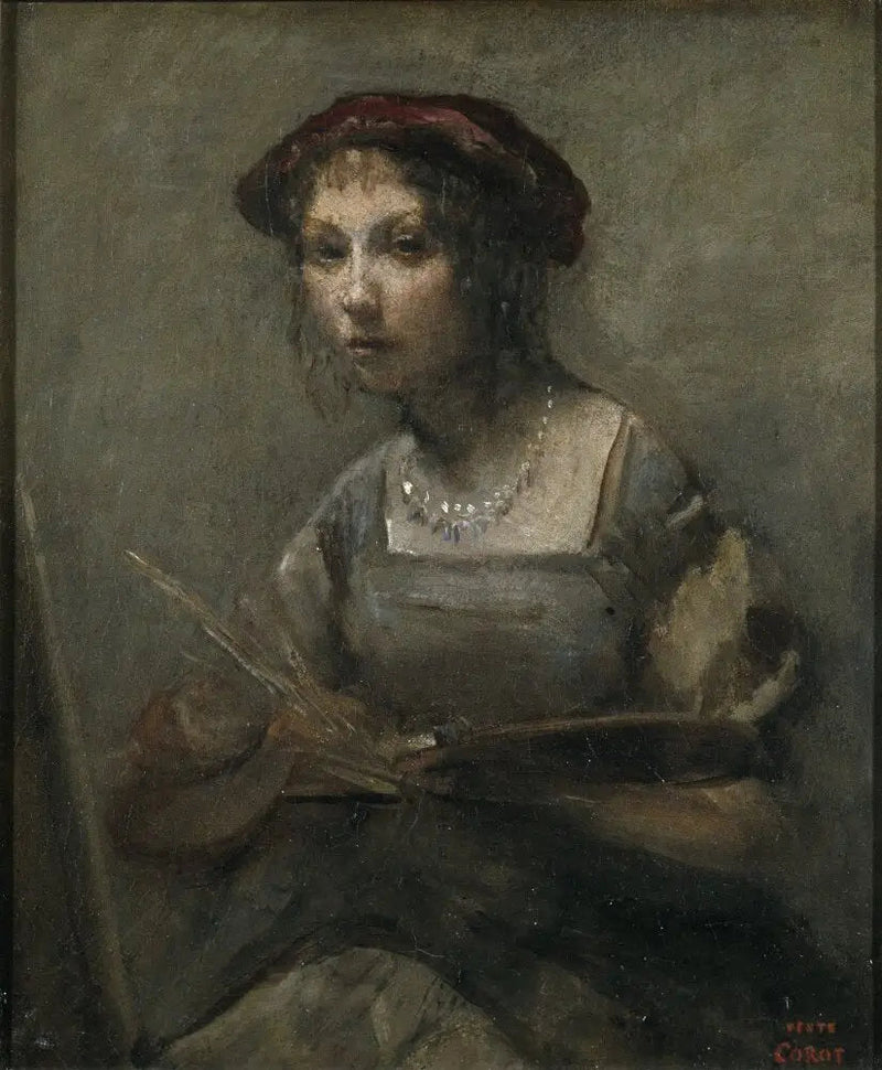 Ung pige holder en palet - Jean-Baptiste Camille Corot