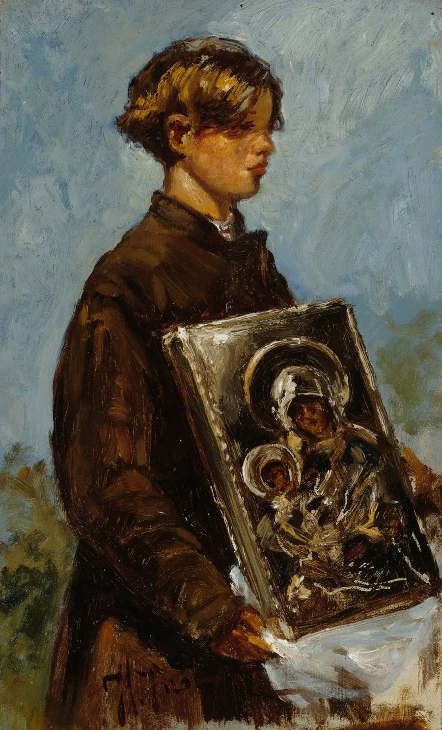 Ung dreng med en ikon, skitse - Ilya Repin