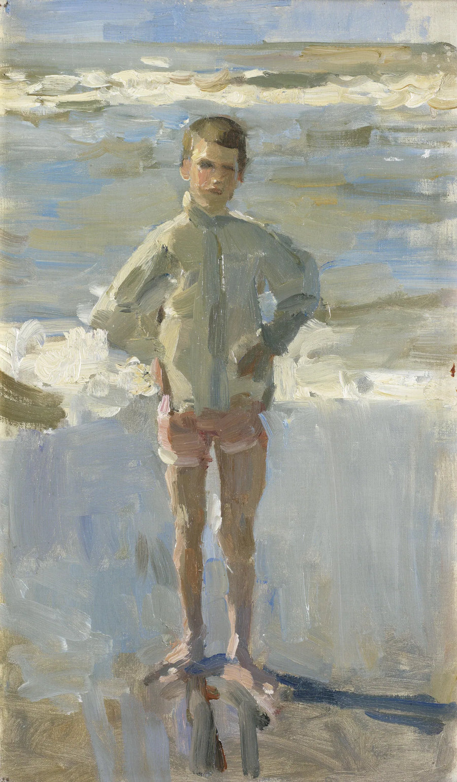 Ung dreng på stranden - Isaac Israel