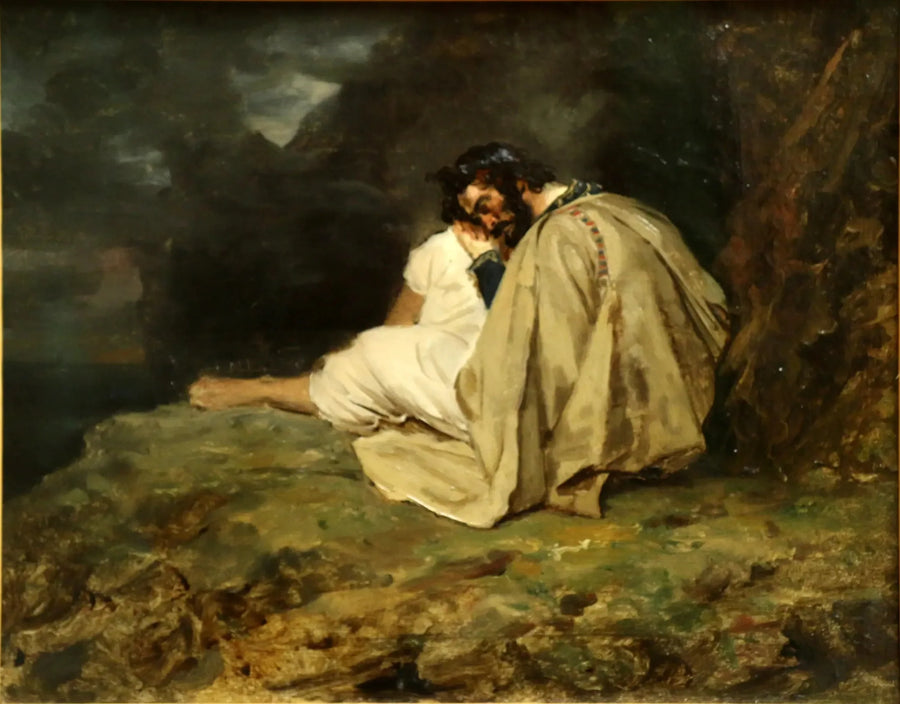 Ung græker sovende på en klippe ved havet - Théodore Géricault