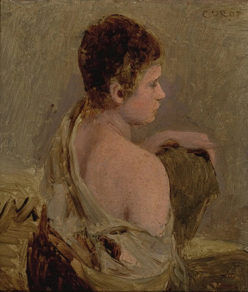 Ung mand med bar skulder - Jean-Baptiste Camille Corot