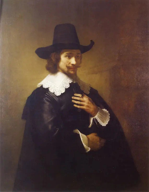Portræt af en ung mand med bredskygget hat - Rembrandt