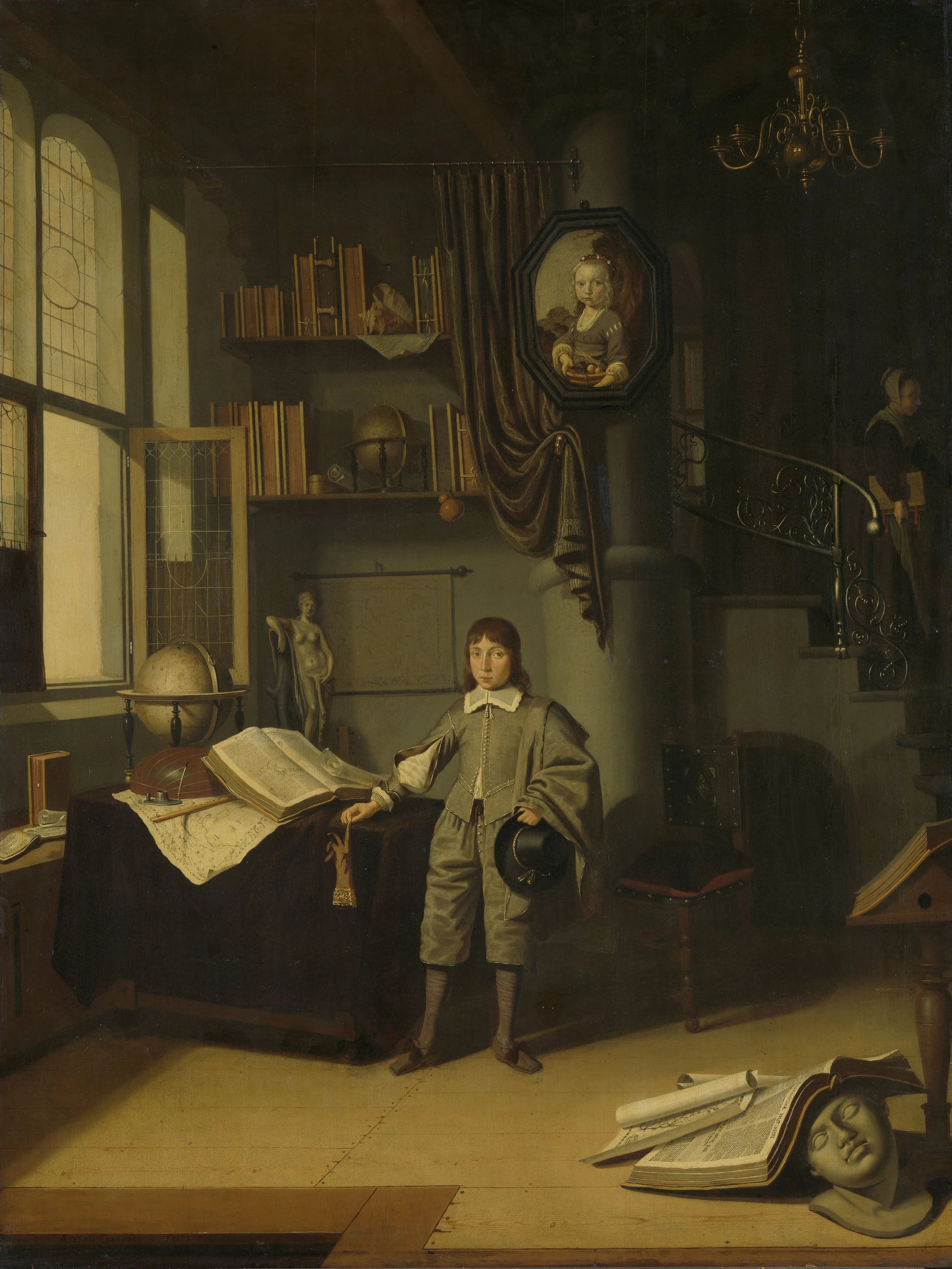 Jeune homme dans une salle d'étude - Adriaen van Gaesbeeck