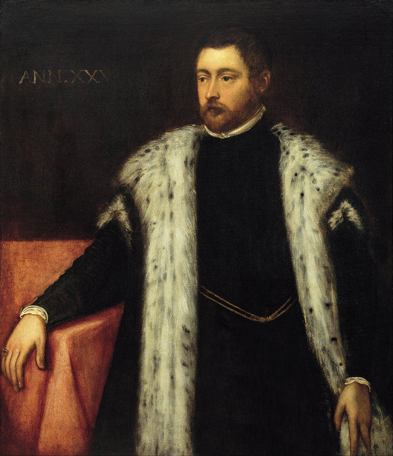 Ung mand på femogtyve år med en pelsforet frakke - Jacopo Tintoretto
