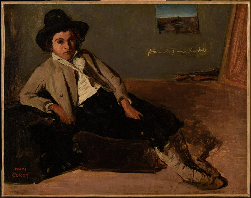 Ung italien sidder i Corots værelse i Rom - Jean-Baptiste Camille Corot