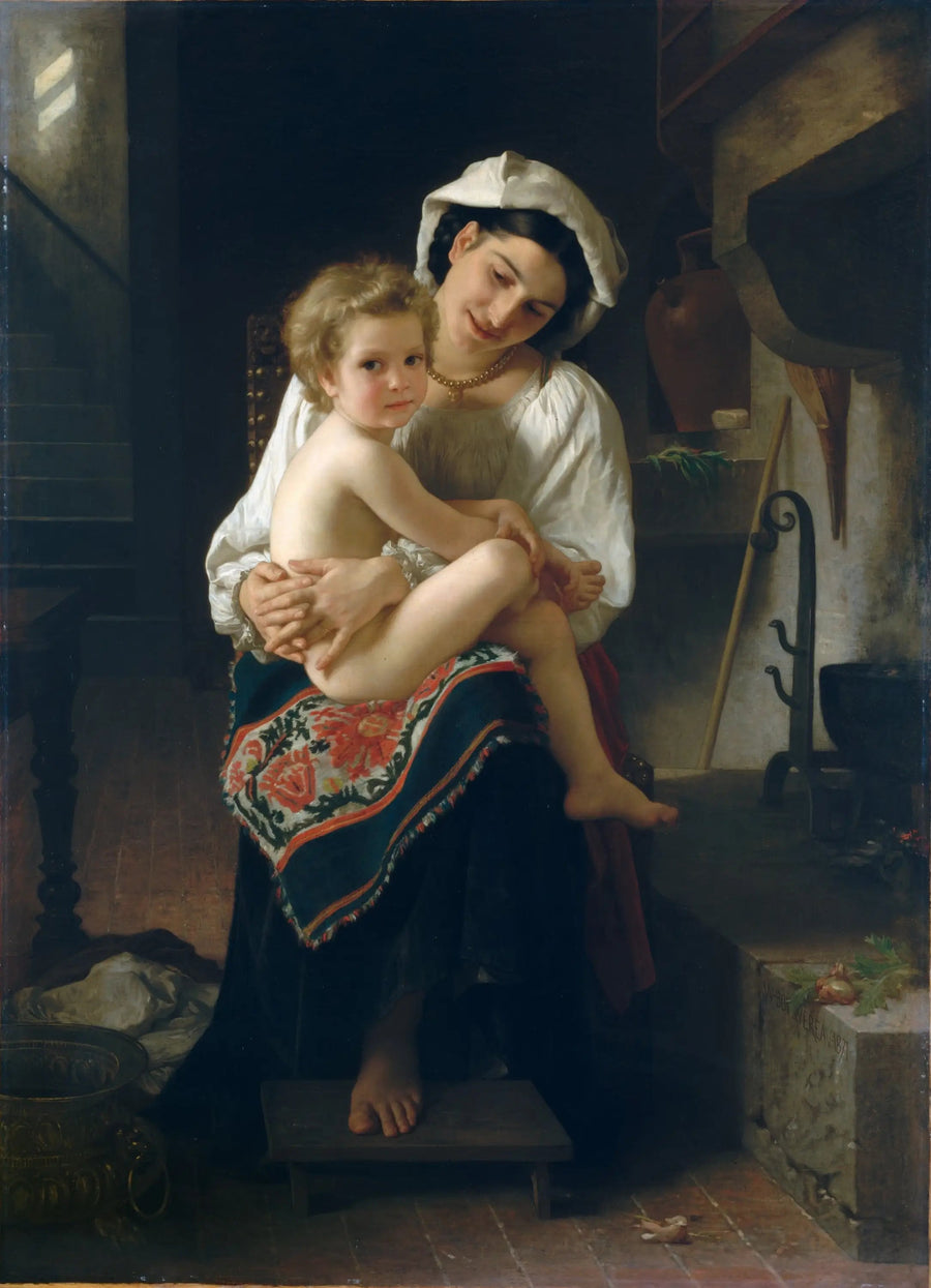 Ung Mor, der betragter sit barn - Bouguereau