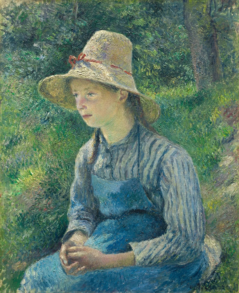 Ung landkvinde med stråhat - Camille Pissarro