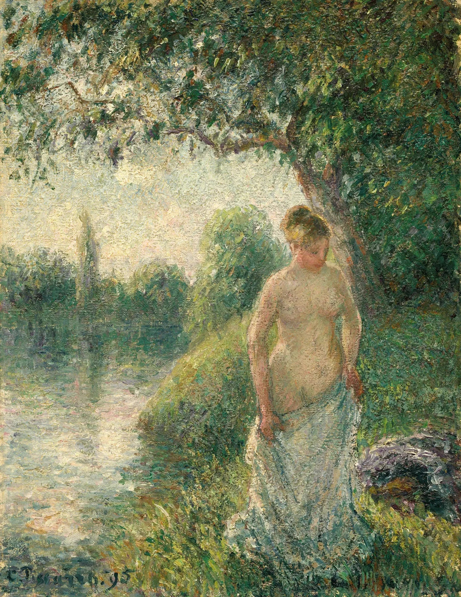 Ung nøgne landpige stående - Camille Pissarro