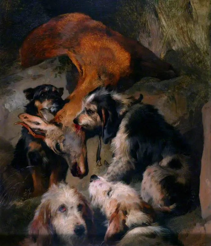 Unge hjorte og jagthunde - Edwin Henry Landseer