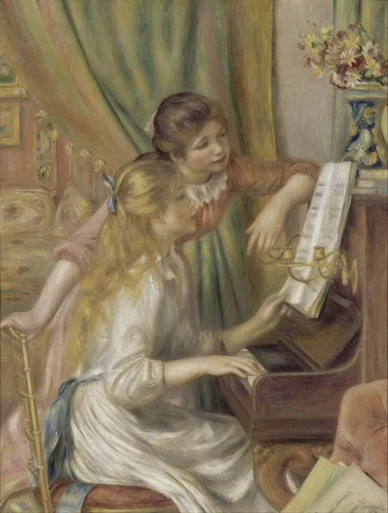 Unge piger ved klaveret - Pierre-Auguste Renoir
