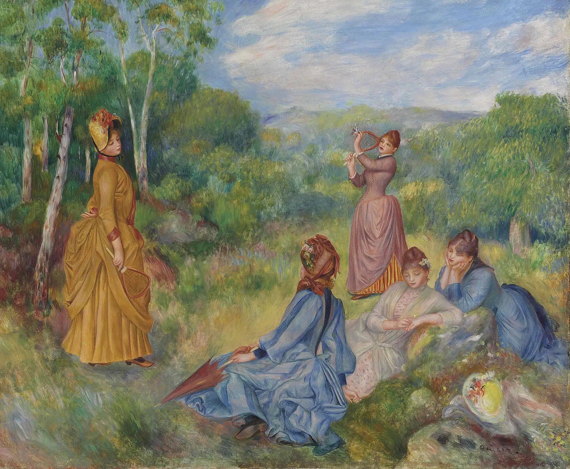 Jeunes filles jouant au volant - Pierre-Auguste Renoir image 1 reproduction de peinture à l’huile