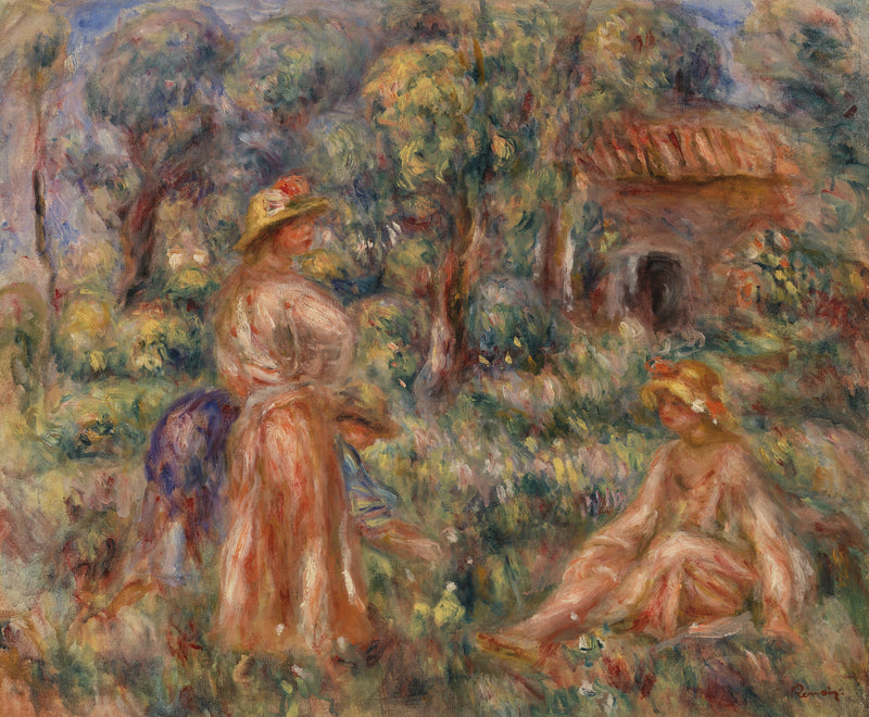 Piger i et landskab (Unge piger i et landskab) - Pierre-Auguste Renoir