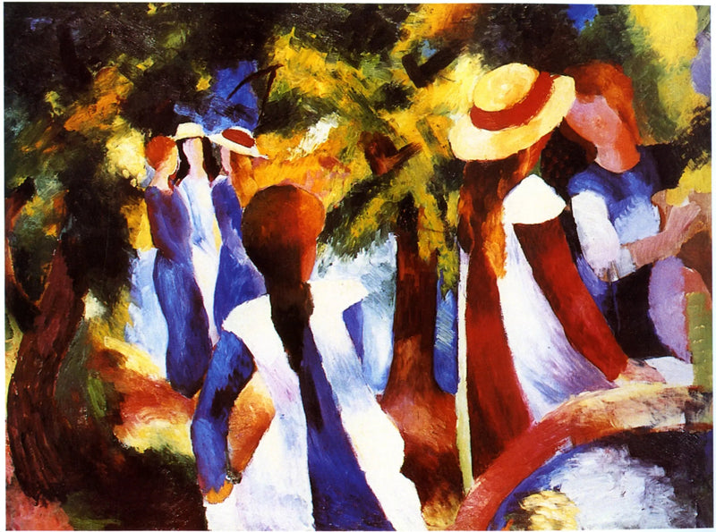Unge Piger under Træerne - August Macke