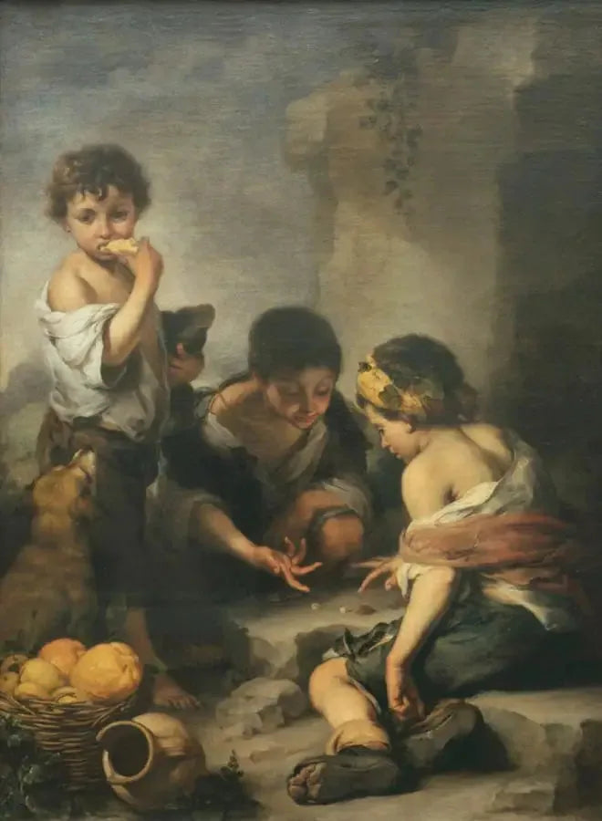 Unge drenge der spiller terning - Bartolomé Esteban Murillo
