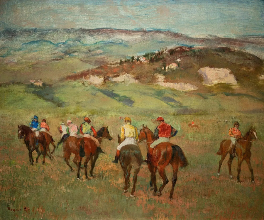 Ryttere på heste foran de fjerne bakker - Edgar Degas