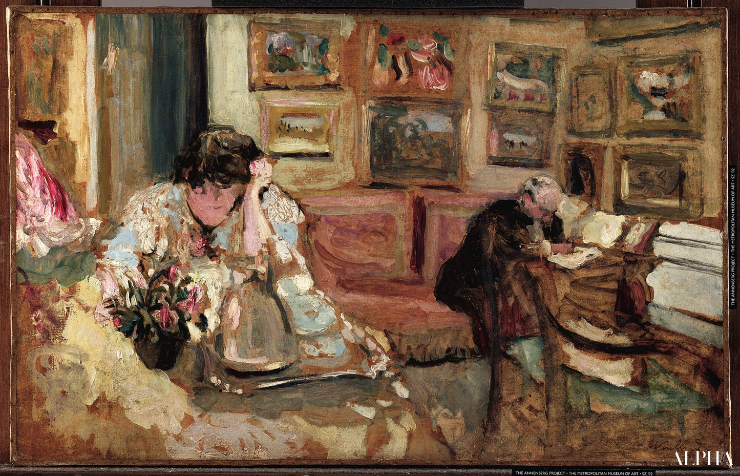 Jos og Lucie Hessel i den lille stue, rue de Rivoli - Édouard Vuillard - Reproduktioner af malerier og malerier af høj kvalitet
