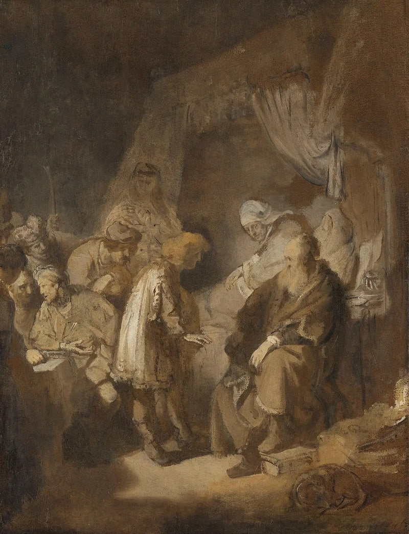 Joseph der fortæller sine drømme til sine forældre og sine brødre - Rembrandt