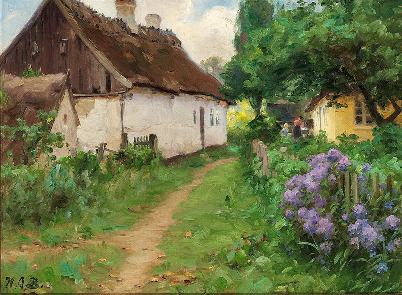 Sommerdag ved en gård. - H. A. Brendekilde