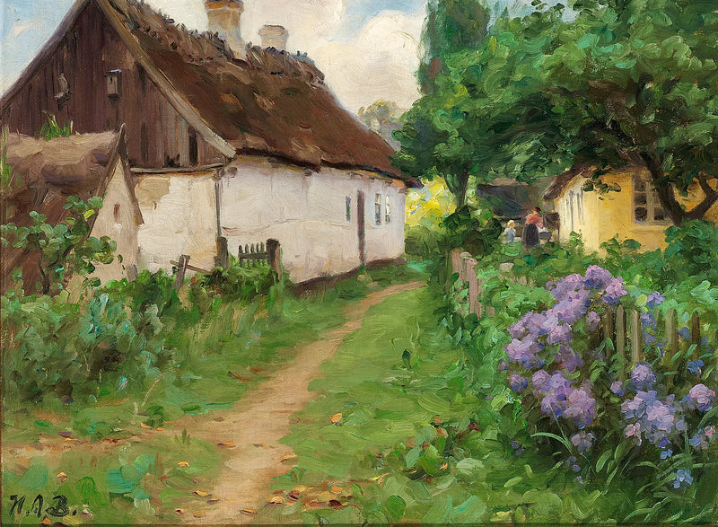 Sommerdag ved en gård. - H. A. Brendekilde