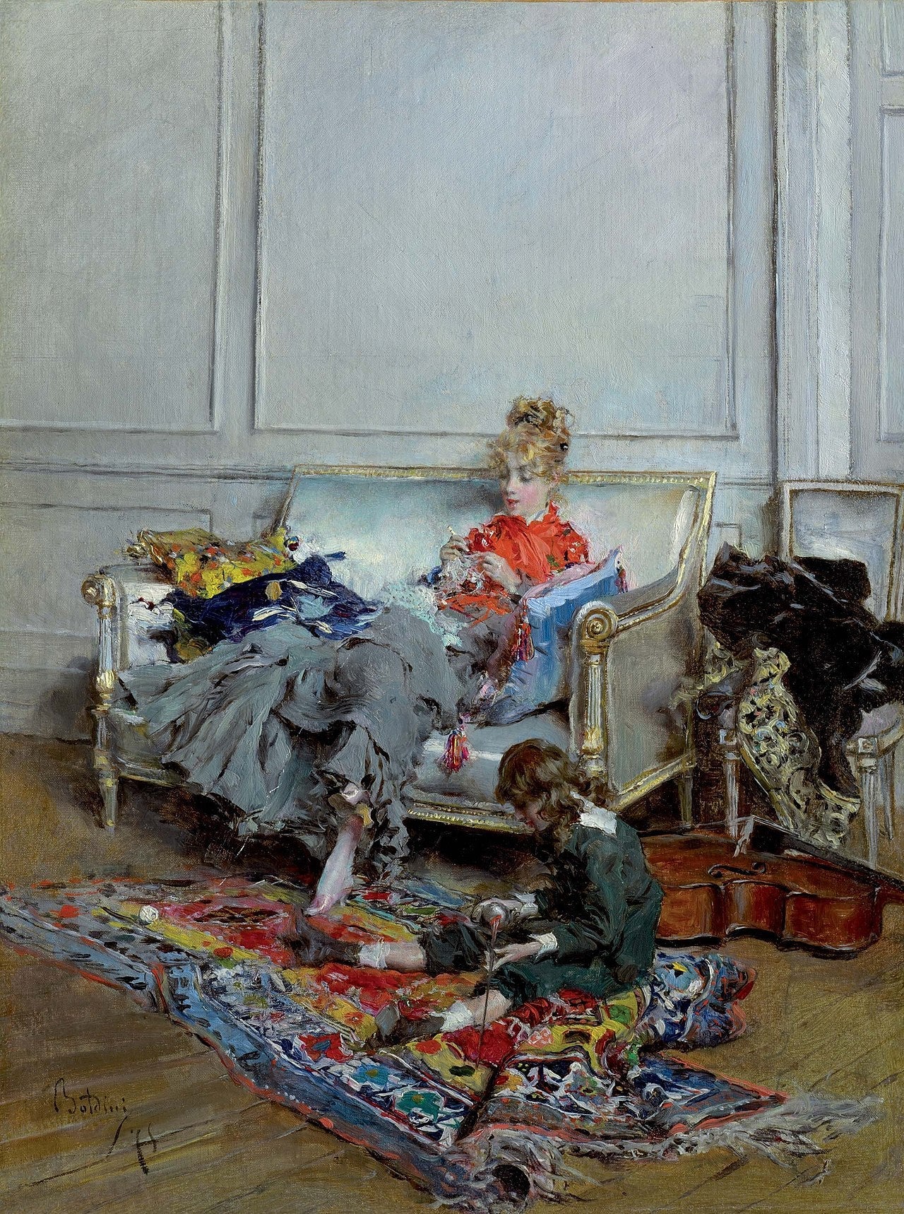 Jours tranquilles ou Jeune Femme au crochet - Giovanni Boldini - Alpha Reproduction