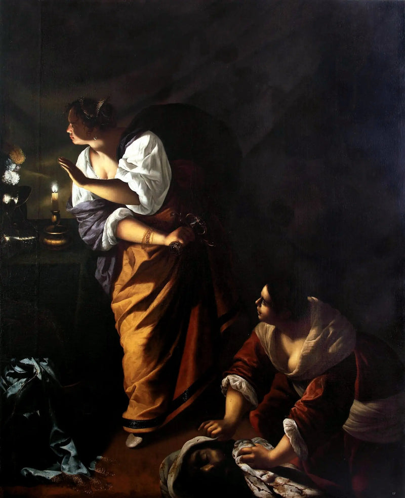 Judith og hendes tjenestepige Abra med Holofernes' hoved - Artemisia Gentileschi