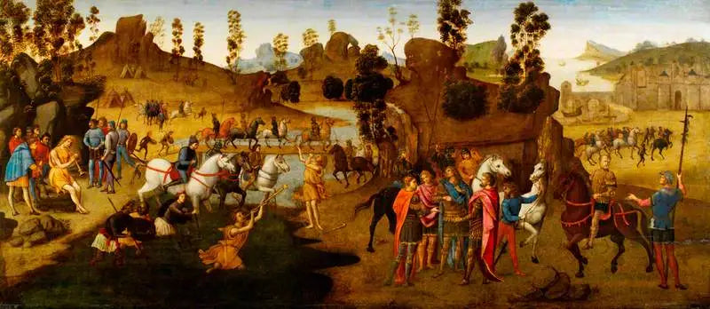 Jules Cæsar og krydsningen af Rubicon (historie af Alexander den Store) - Domenico Ghirlandaio