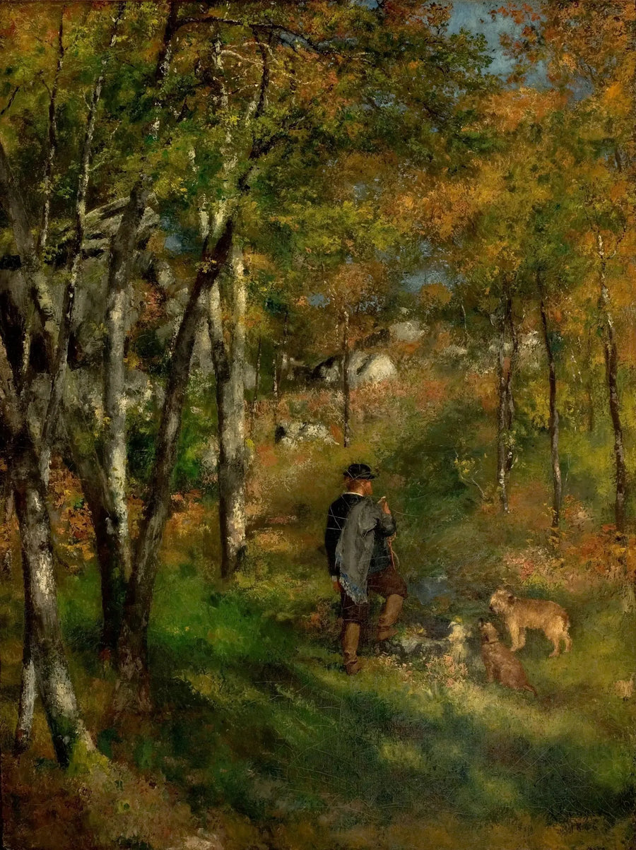 Jules le Cœur og hans hunde i Fontainebleau-skoven - Pierre-Auguste Renoir