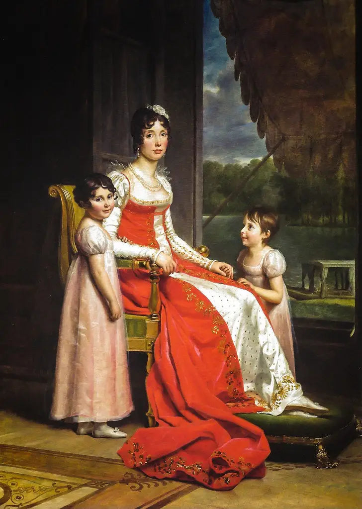 Julie Bonaparte som dronning af Spanien med sine døtre, Zénaïde og Charlotte - François Gérard