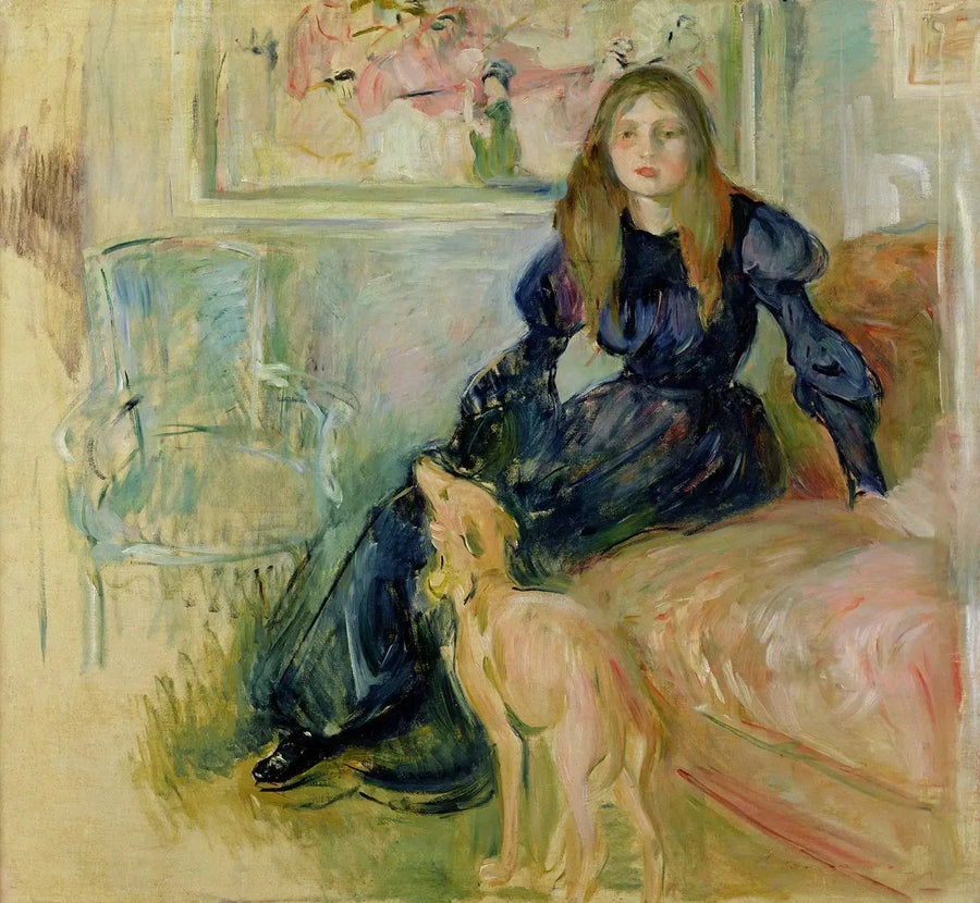 Julie Manet og hendes lille hund Laërte - Berthe Morisot
