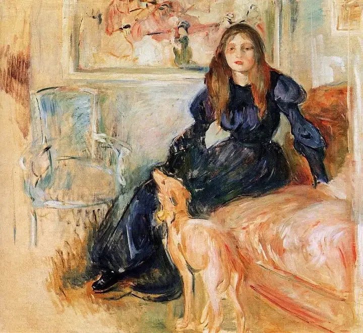 Julie Manet og hendes lille hund Laërte - Berthe Morisot