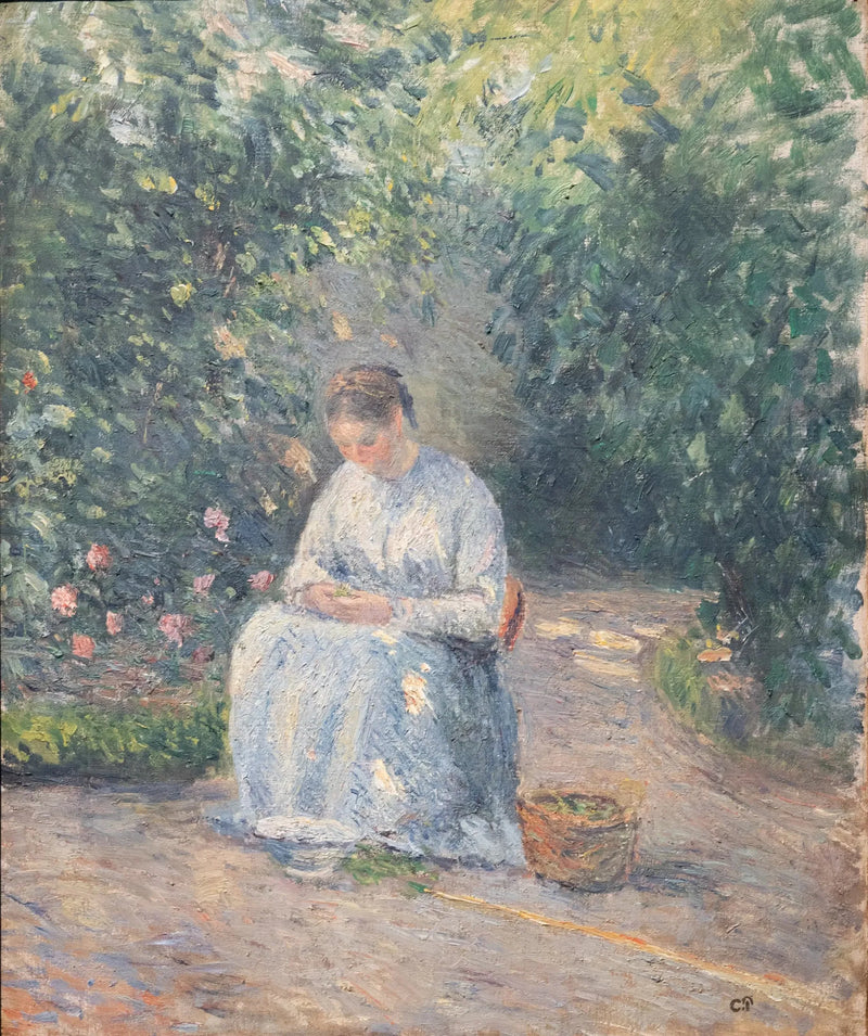 Julie Pissarro plukker ærter - Camille Pissarro