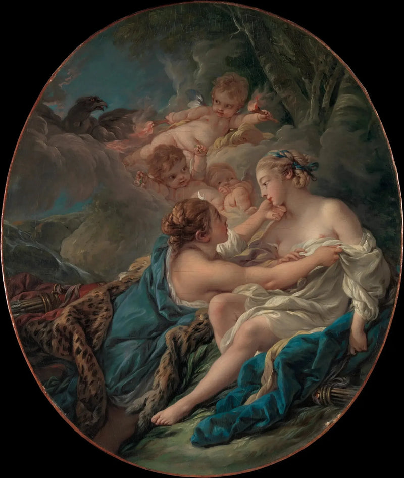Jupiter, under træk af Diane og Callisto - François Boucher