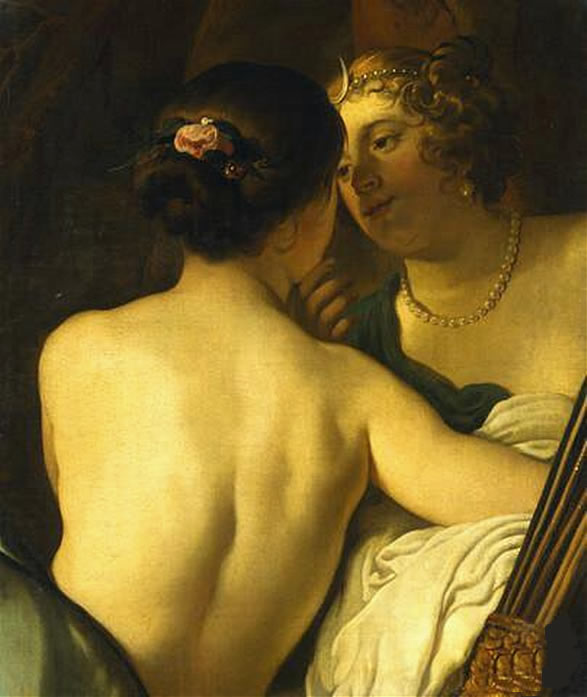 Jupiter, under Diane's træk, forfører Callisto - Gerrit van Honthorst