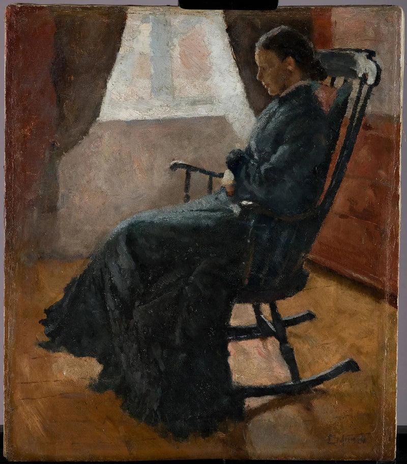 Karen Bjølstad i en gyngestol - Edvard Munch
