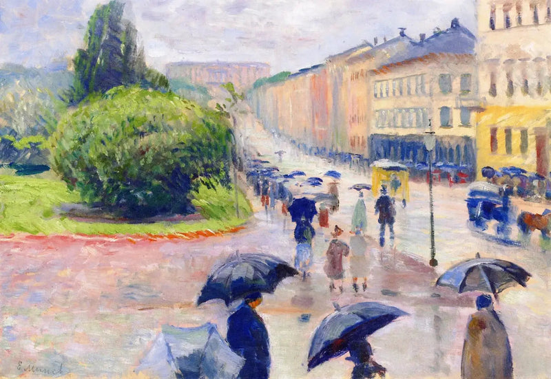 Karl Johan under regnen - Edvard Munch
