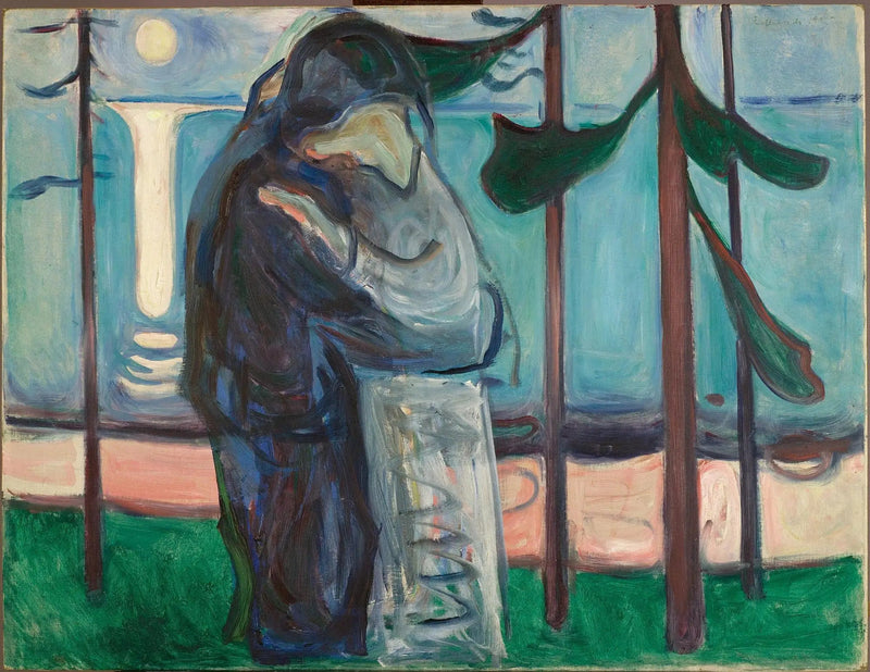 Kiss på kysten i måneskinnet - Edvard Munch