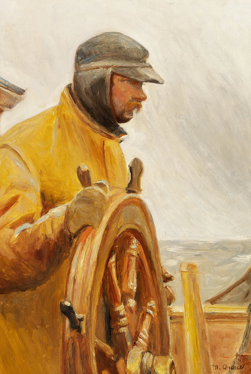 Konrad ved roret. En fisker fra Skagen styrer en båd. -Michael Peter Ancher