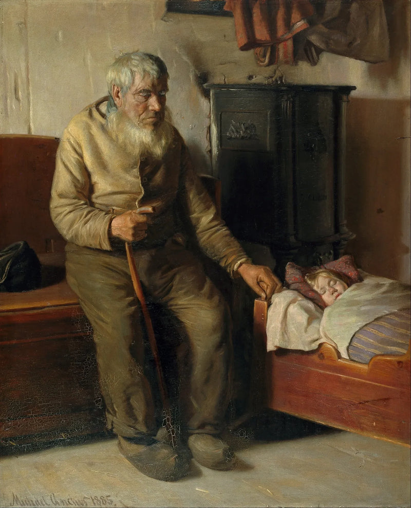 Kristian, blind, passer et barn - Michael Peter Ancher