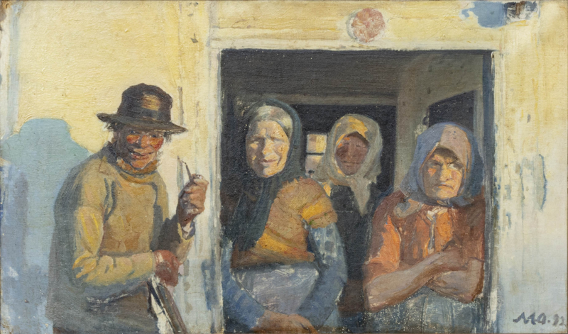 Kristoffer og kvinderne ved døren. - Michael Peter Ancher