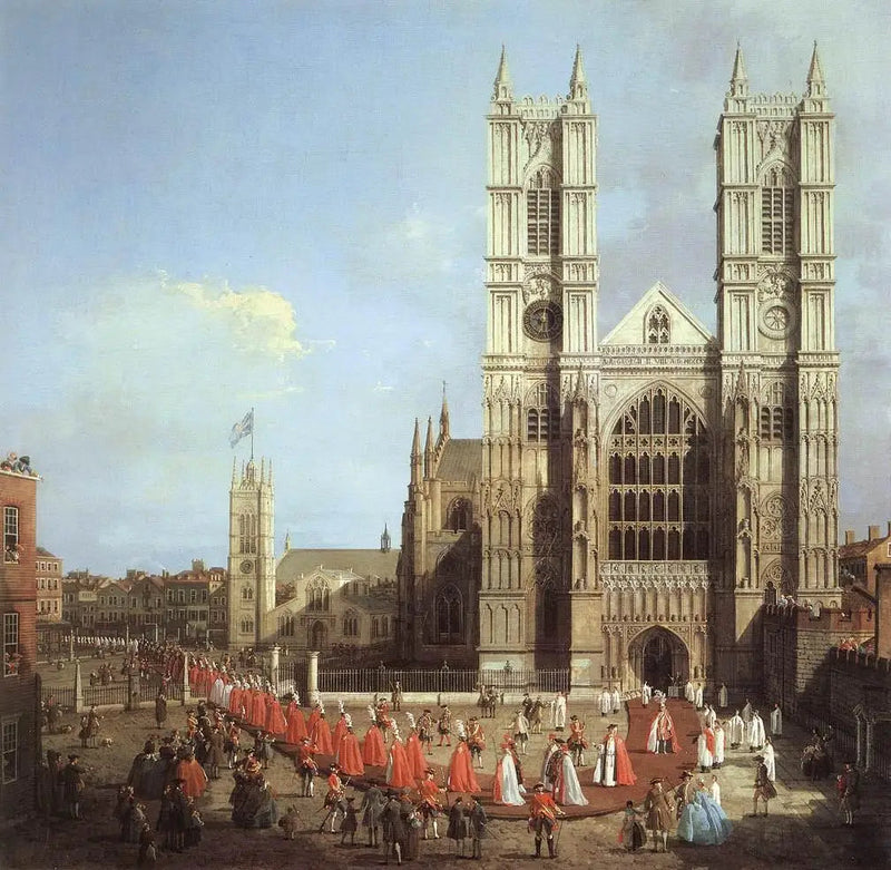 Westminster-klostret med Bath-ordens procession - Canaletto