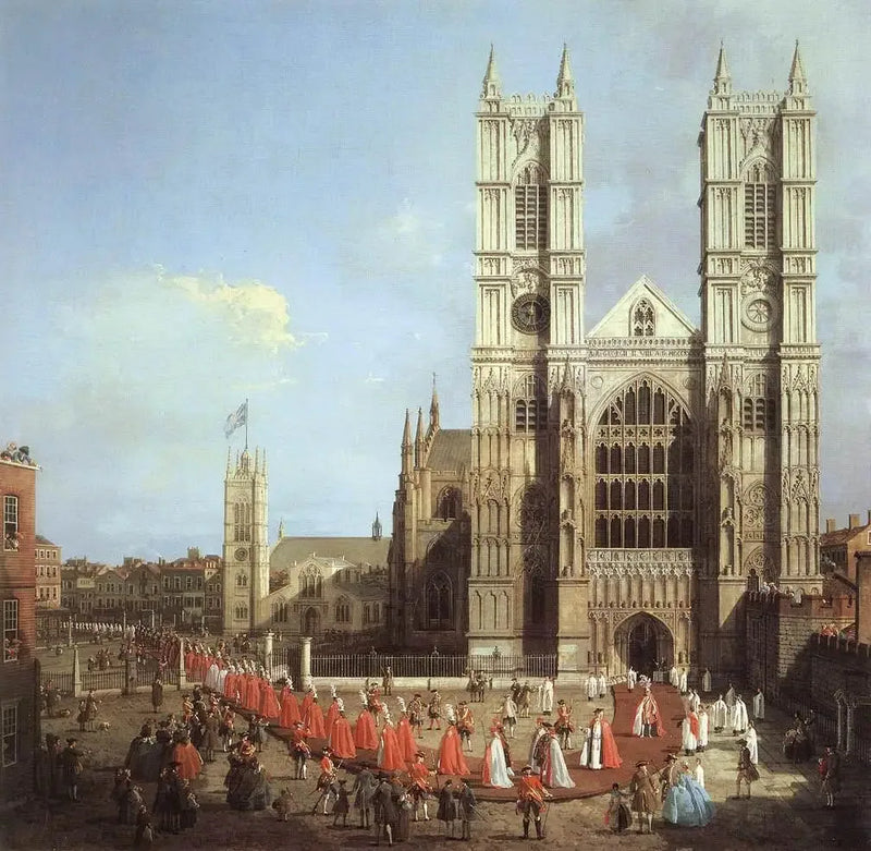 Westminster-klostret med Bath-ordens procession - Canaletto
