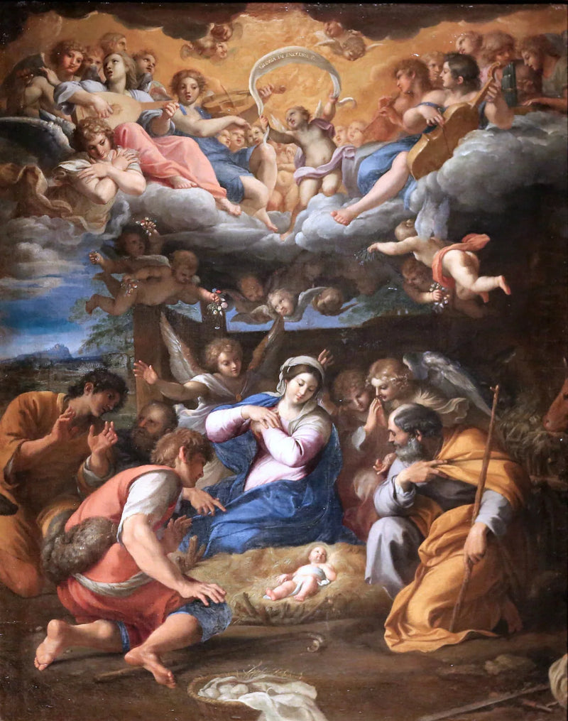 Betlehemsbarnets tilbedelse - Annibale Carracci