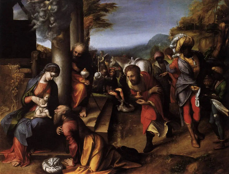De vise mænds tilbedelse - Antonio da Correggio