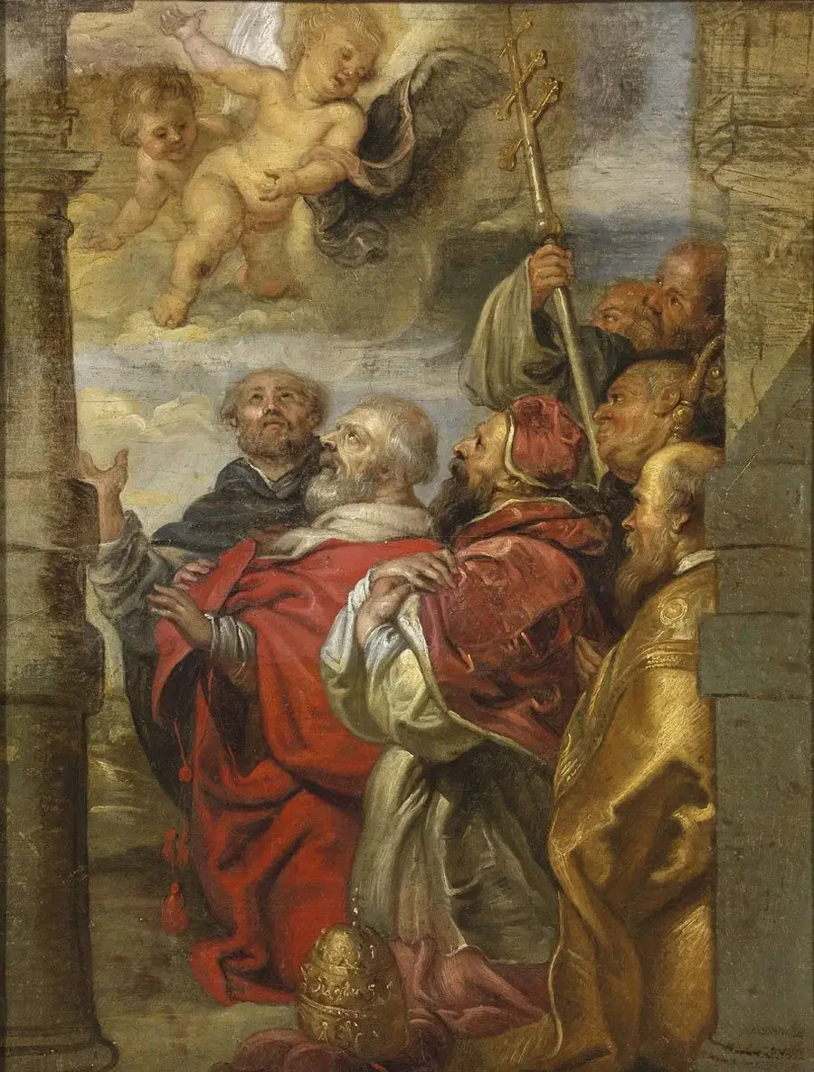 Adorationen af den hellige sakrament af den kirkelige hierarki - Peter Paul Rubens
